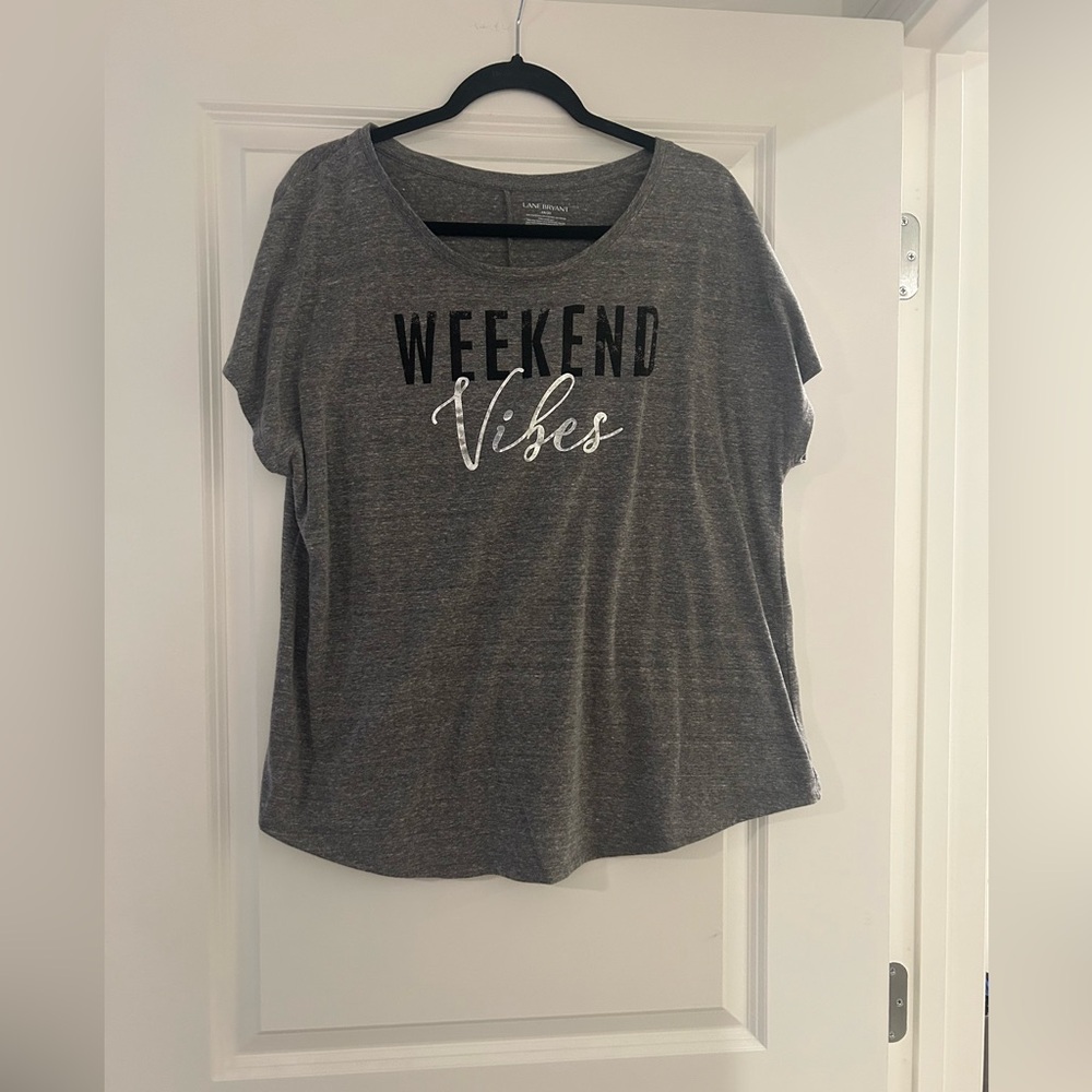 Lane Bryant Gray 'Weekend Vibes' Short Sleeve Tee